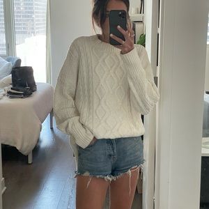 Abercrombie oversized cable knit sweater in ivory